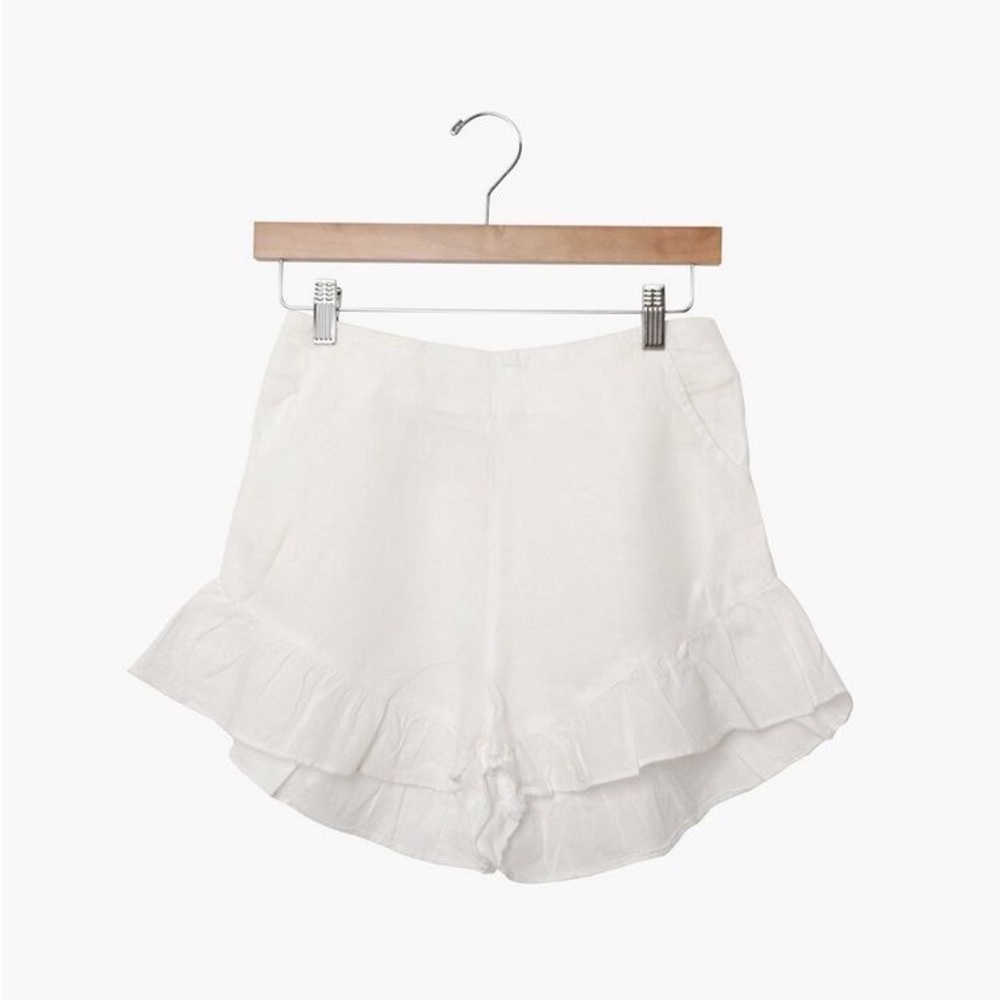 Madewell White High-Waist Ruffle Hem Shorts